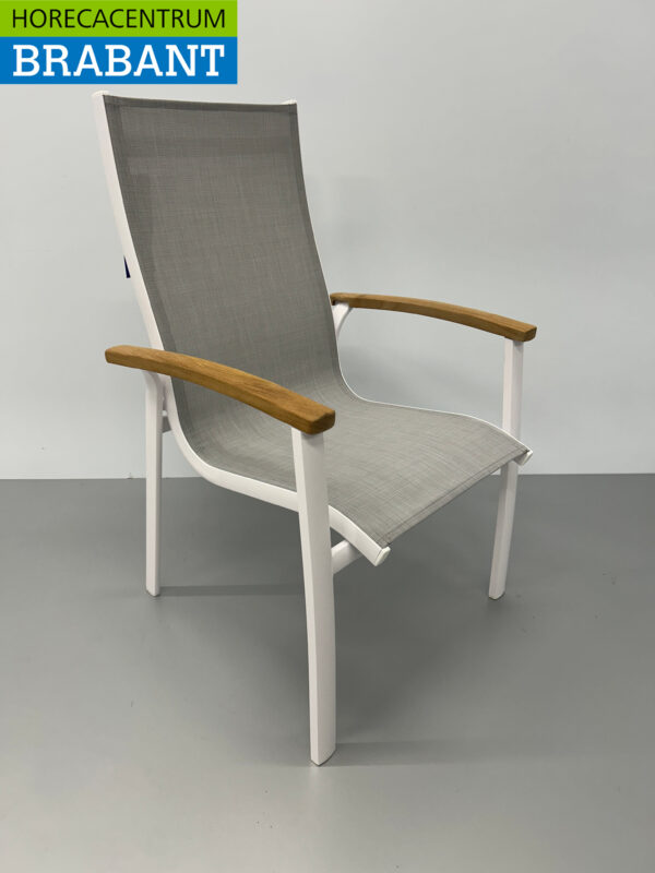 Best Freizeitmöbel Terras set eettafel met 6 stoelen Wit Teakhout Horeca - Afbeelding 9
