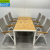 Best Freizeitmöbel Terras set eettafel met 6 klapstoelen Wit Teakhout Horeca - Afbeelding 2
