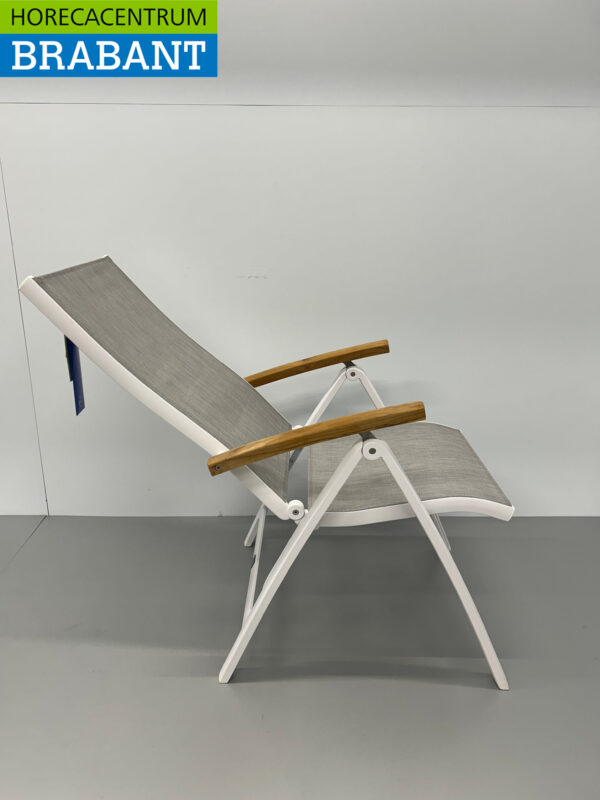 Best Freizeitmöbel Terras set eettafel met 6 klapstoelen Wit Teakhout Horeca - Afbeelding 11