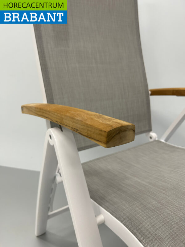 Best Freizeitmöbel Terras set eettafel met 6 klapstoelen Wit Teakhout Horeca - Afbeelding 12