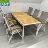 Best Freizeitmöbel Terras set eettafel met 6 klapstoelen Wit Teakhout Horeca - Afbeelding 3