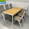 Best Freizeitmöbel Terras set eettafel met 6 klapstoelen Wit Teakhout Horeca - Afbeelding 4