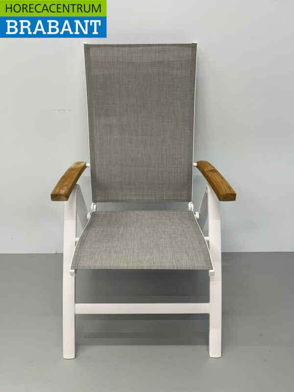 Best Freizeitmöbel Terras set eettafel met 6 klapstoelen Wit Teakhout Horeca - Afbeelding 8