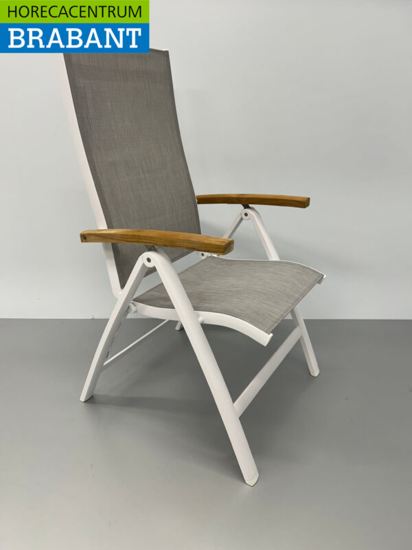 Best Freizeitmöbel Terras set eettafel met 6 klapstoelen Wit Teakhout Horeca - Afbeelding 9