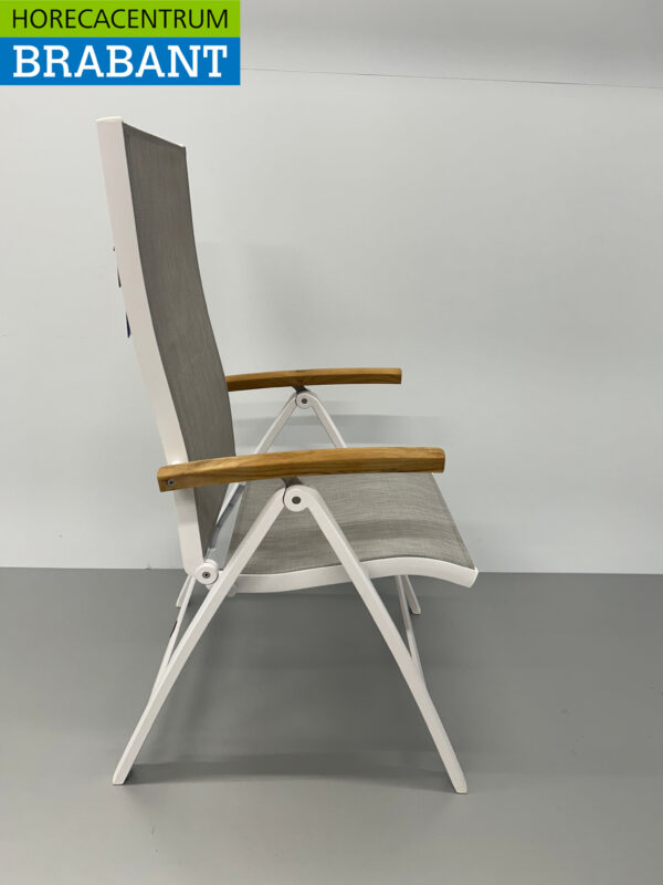 Best Freizeitmöbel Terras set eettafel met 6 klapstoelen Wit Teakhout Horeca - Afbeelding 10