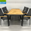 Best Freizeitmöbel Terras set eettafel met 6 stoelen Antraciet Teakhout Horeca