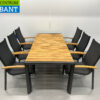 Best Freizeitmöbel Terras set eettafel met 6 stoelen Antraciet Teakhout Horeca - Afbeelding 2