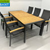 Best Freizeitmöbel Terras set eettafel met 6 stoelen Antraciet Teakhout Horeca - Afbeelding 3