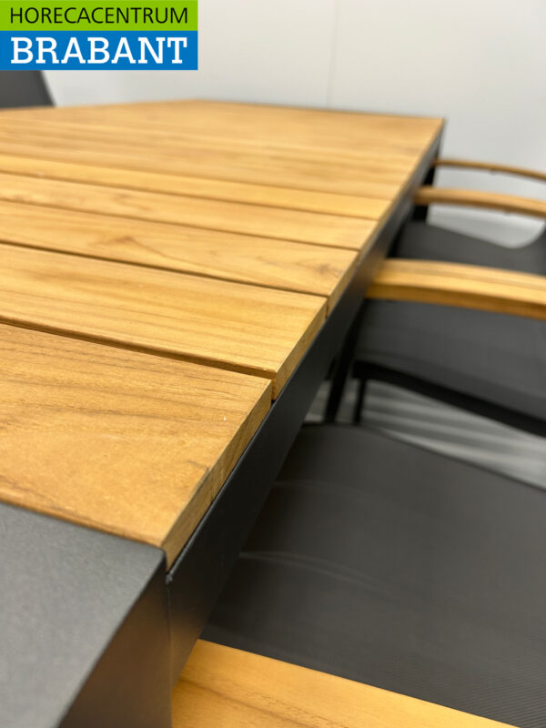 Best Freizeitmöbel Terras set eettafel met 6 stoelen Antraciet Teakhout Horeca - Afbeelding 5