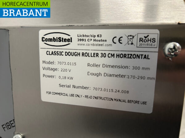 RVS Combisteel Deegroller Uitrolmachine Dubbele rollen 30 cm 230V Horeca Pizzeria Bakkerij - Afbeelding 5