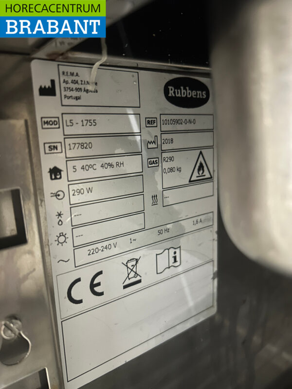 RVS Rubbens Koelwerkbank 3 deuren 175,5 cm 230V Horeca - Afbeelding 7