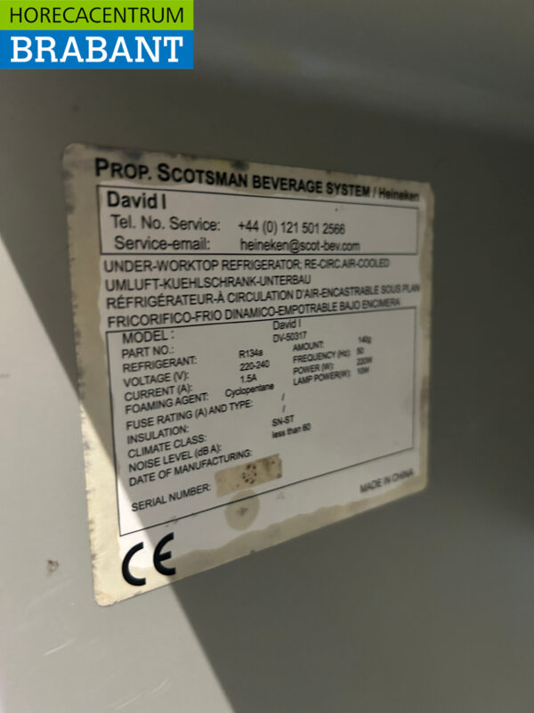 David Koelkast koeling 130 liter 230V Horeca - Afbeelding 5
