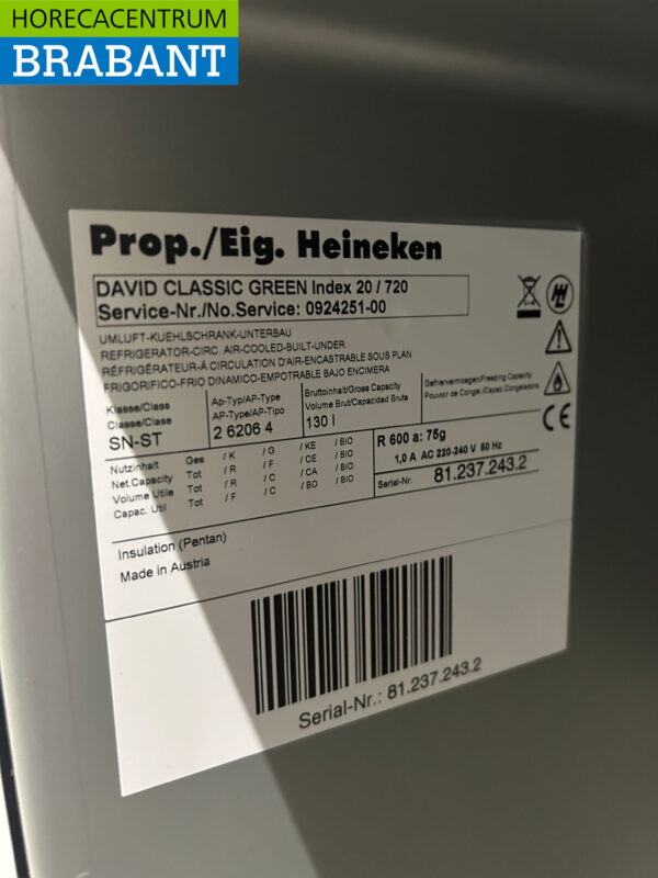 David Koelkast koeling 130 liter 230V Horeca - Afbeelding 5