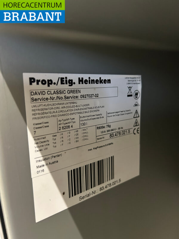 David Koelkast koeling 130 liter 230V Horeca - Afbeelding 5
