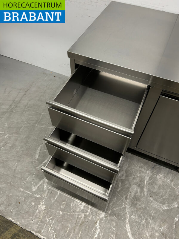 RVS Werkkast Kast Werktafel Afvalbak en 3 laden 100 cm Horeca - Afbeelding 4