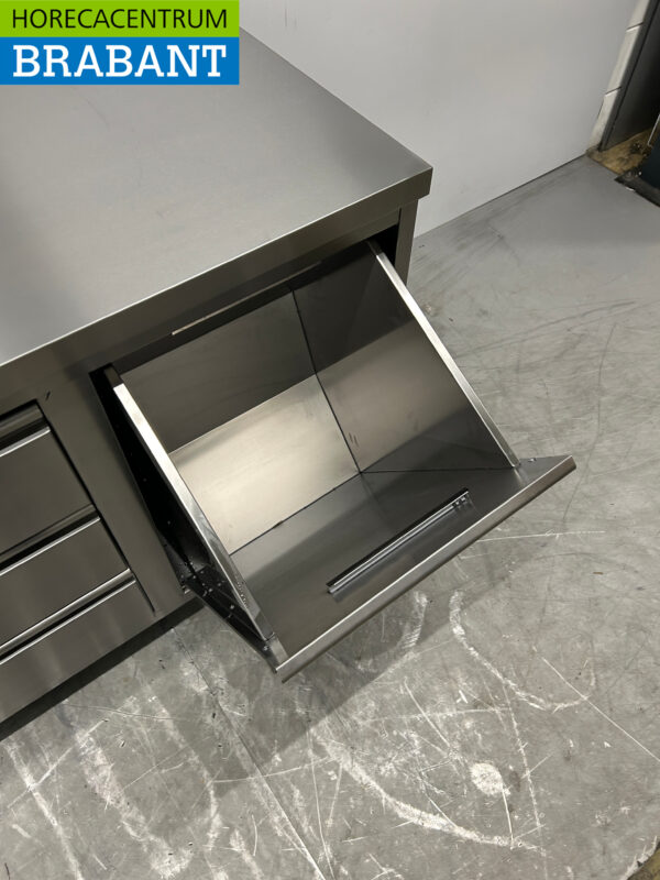 RVS Werkkast Kast Werktafel Afvalbak en 3 laden 100 cm Horeca - Afbeelding 6
