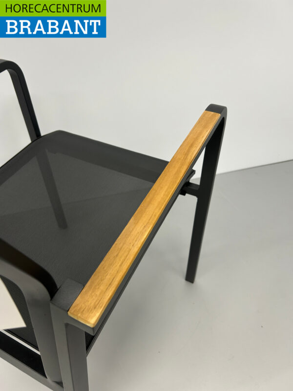 Best Freizeitmöbel Terras set eettafel met 6 stoelen Antraciet Teakhout Horeca - Afbeelding 12