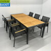Best Freizeitmöbel Terras set eettafel met 6 stoelen Antraciet Teakhout Horeca - Afbeelding 4