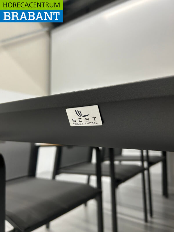 Best Freizeitmöbel Terras set eettafel met 6 stoelen Antraciet Teakhout Horeca - Afbeelding 7