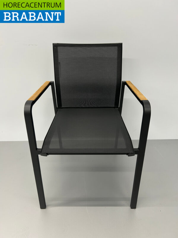 Best Freizeitmöbel Terras set eettafel met 6 stoelen Antraciet Teakhout Horeca - Afbeelding 8