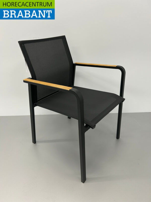 Best Freizeitmöbel Terras set eettafel met 6 stoelen Antraciet Teakhout Horeca - Afbeelding 9