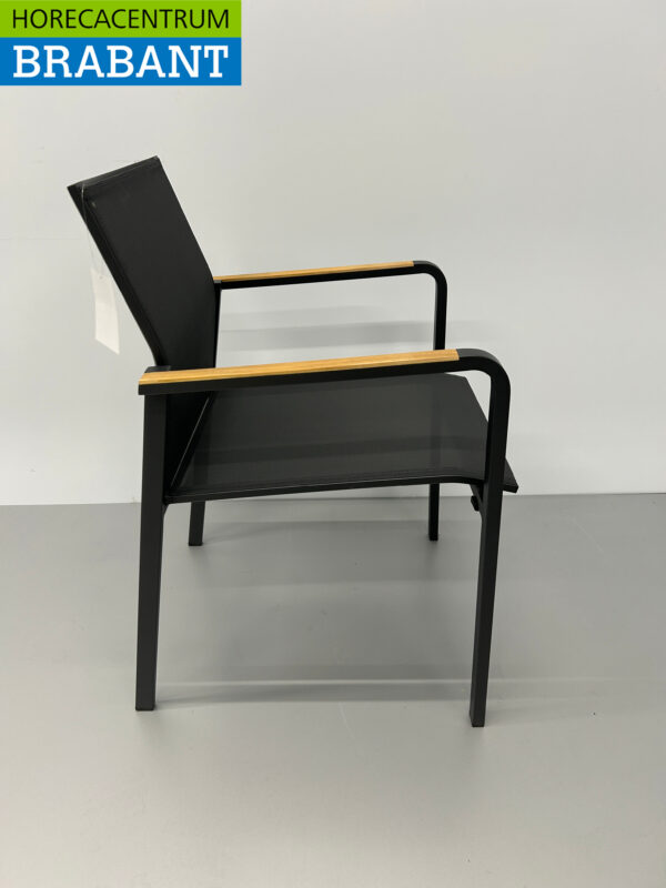 Best Freizeitmöbel Terras set eettafel met 6 stoelen Antraciet Teakhout Horeca - Afbeelding 10