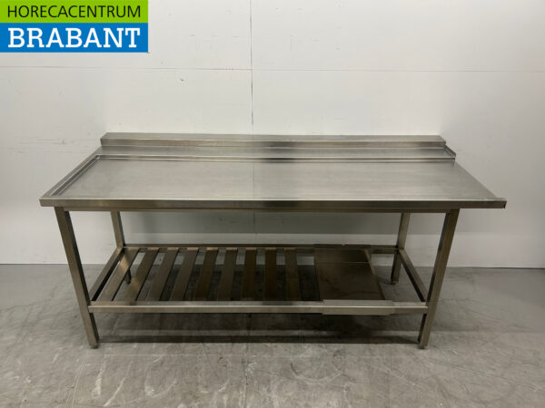 RVS Afvoertafel tbv doorschuifvaatwasser 196 cm Horeca