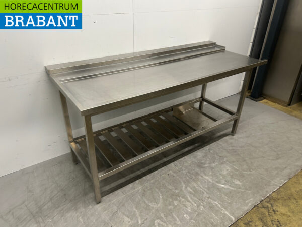 RVS Afvoertafel tbv doorschuifvaatwasser 196 cm Horeca - Afbeelding 2