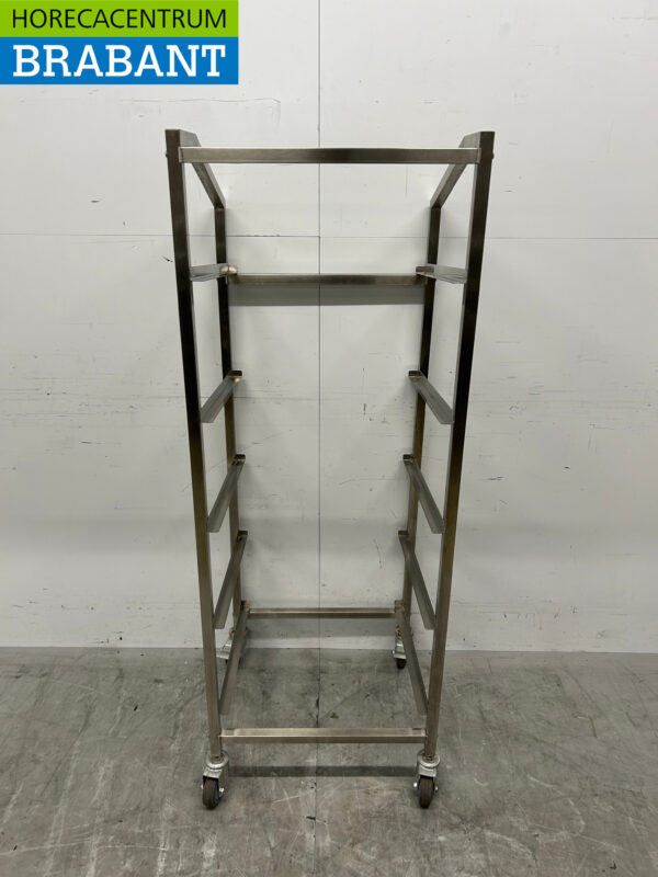 RVS Regaalwagen voor waskratten 5 x 50/50 cm Horeca