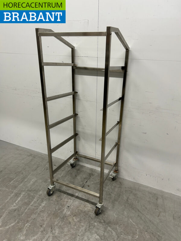 RVS Regaalwagen voor waskratten 5 x 50/50 cm Horeca - Afbeelding 2