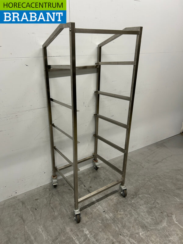 RVS Regaalwagen voor waskratten 5 x 50/50 cm Horeca - Afbeelding 3