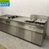 RVS Kiremko Fado Baklijn Elektrische spiegelbakplaat / bakplaat, Dubbele friteuse, Bain Marie en 2 pits fornuis 275 cm 230V + Aardgas Horeca - Afbeelding 3