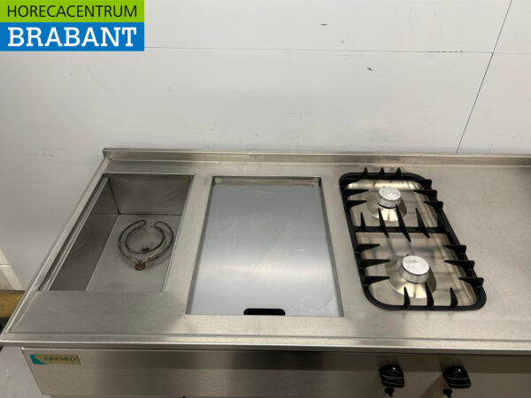 RVS Kiremko Fado Baklijn Elektrische spiegelbakplaat / bakplaat, Dubbele friteuse, Bain Marie en 2 pits fornuis 275 cm 230V + Aardgas Horeca - Afbeelding 5