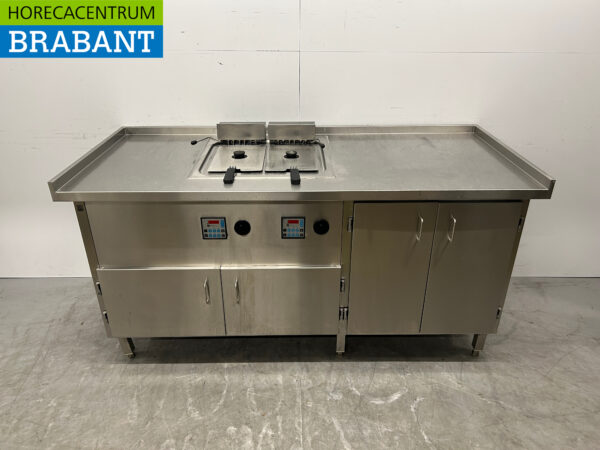 RVS Dubbele Friteuse Frituur 2 x 12 liter 400V 185 cm Horeca
