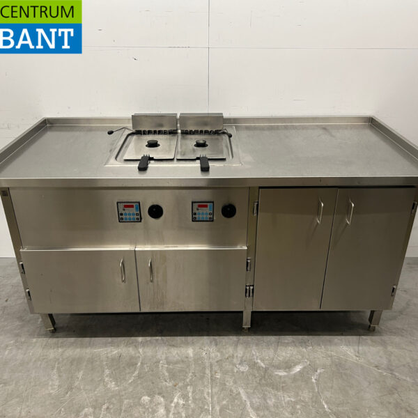 RVS Dubbele Friteuse Frituur 2 x 12 liter 400V 185 cm Horeca