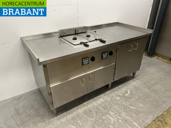 RVS Dubbele Friteuse Frituur 2 x 12 liter 400V 185 cm Horeca - Afbeelding 2