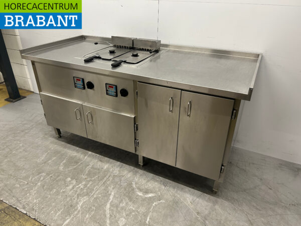 RVS Dubbele Friteuse Frituur 2 x 12 liter 400V 185 cm Horeca - Afbeelding 3