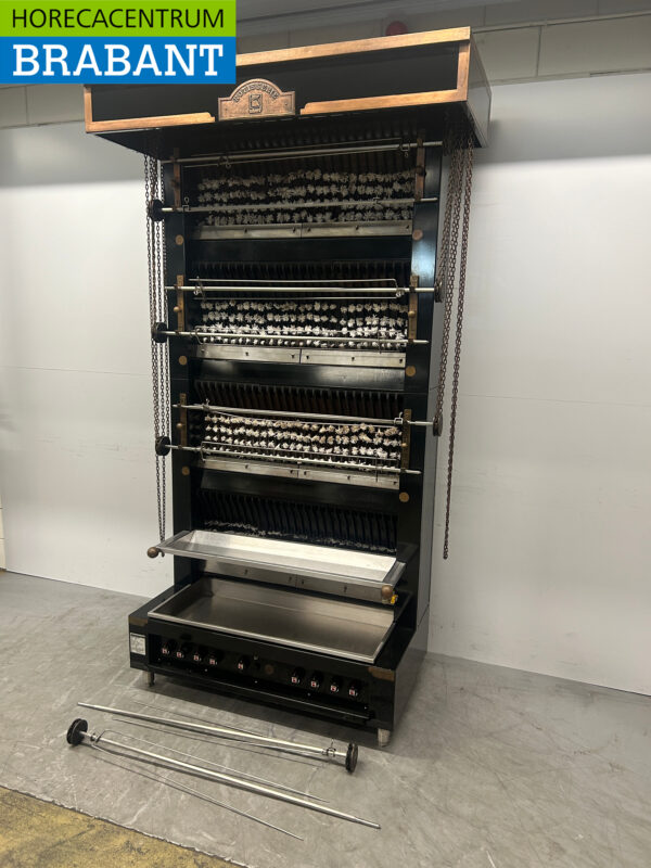 Ubert FF38 Verticale Kippengrill Grill 8 spiezen GAS/230V Horeca - Afbeelding 2