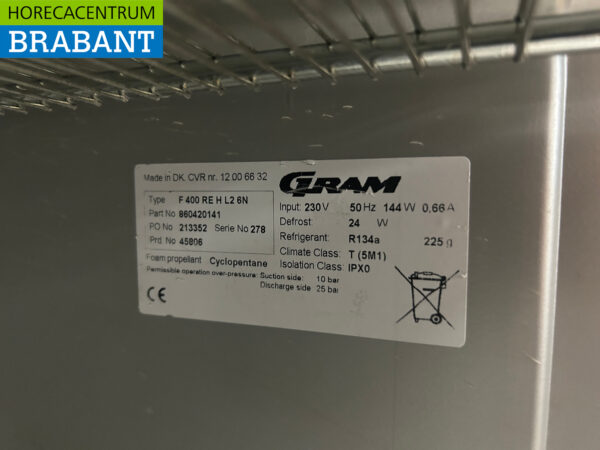 RVS Gram Vriezer vrieskast 332 liter 230V Horeca - Afbeelding 5