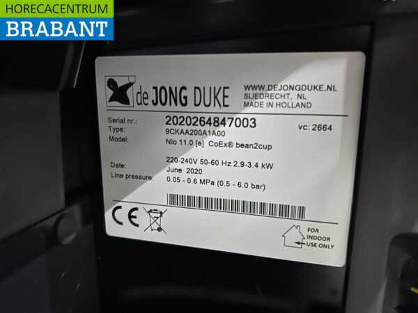 De Jong Duke Nio Koffiemachine Koffieautomaat verse bonen 230V Horeca - Afbeelding 9