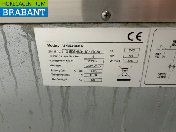 RVS Pelican Koelwerkbank Gekoelde onderkast 3 deuren 179,5 cm 230V Horeca - Afbeelding 5
