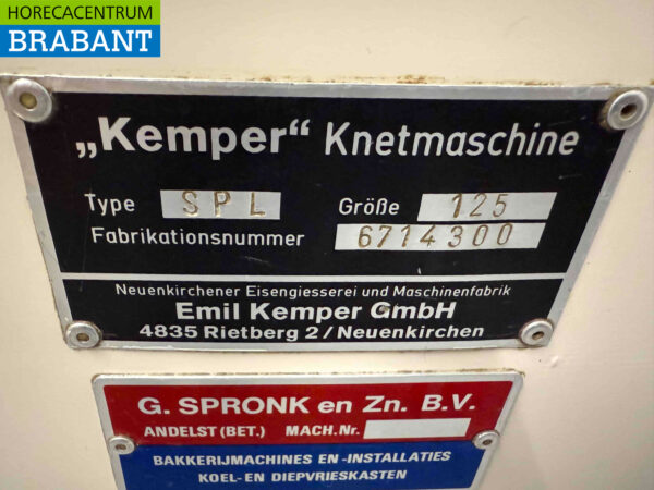 Kemper SPL125 SPL 125 Spiraalkneder deegmenger deegmixer 200 kg deeg 400V Horeca - Afbeelding 6