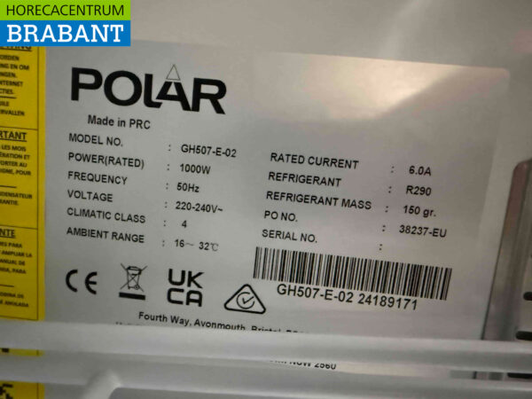 Polar GH507 Dubbeldeurs glasdeurvrieskast Vrieskast 920 liter 230V Horeca - Afbeelding 4