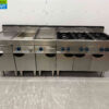 RVS Modular baklijn bestaande uit Blind unit, Bain Marie, Bakplaat en 6 pits fornuis 230 cm 230V + 400V + GAS Horeca