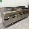 RVS Modular baklijn bestaande uit Blind unit, Bain Marie, Bakplaat en 6 pits fornuis 230 cm 230V + 400V + GAS Horeca - Afbeelding 2