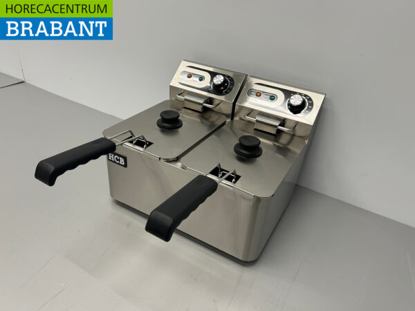 HCB RVS Dubbele Friteuse Frituur 2 x 4 liter 230V Horeca - Afbeelding 3