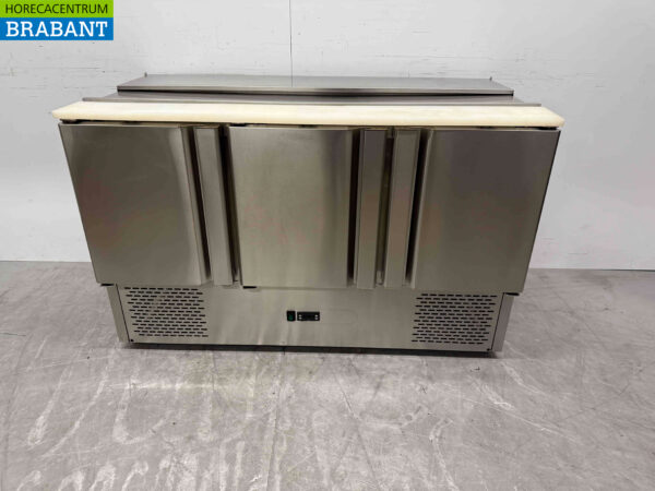 RVS Koelwerkbank Saladette 3 deuren 136 cm 230V Horeca