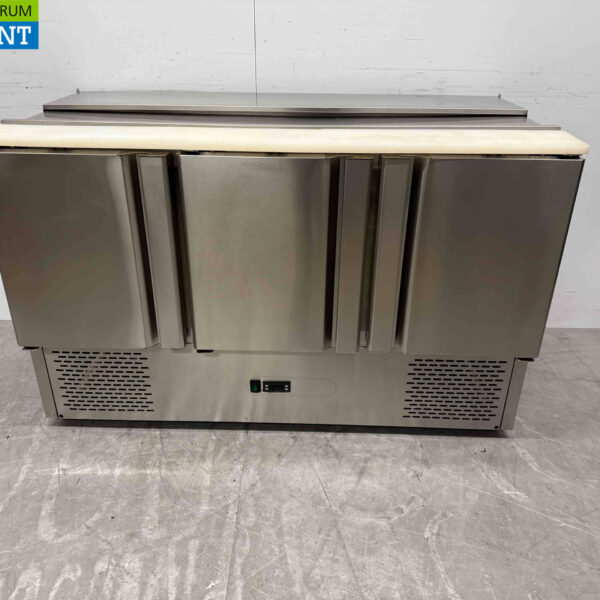 RVS Koelwerkbank Saladette 3 deuren 136 cm 230V Horeca