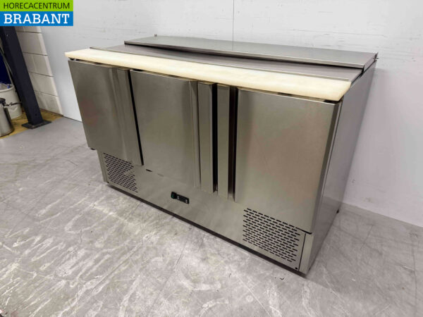 RVS Koelwerkbank Saladette 3 deuren 136 cm 230V Horeca - Afbeelding 3
