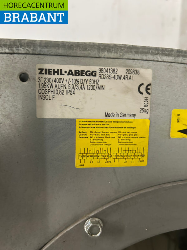 Ziehl-Abegg Afzuigmotor Slakkenhuis 6800 m3 400V Horeca - Afbeelding 4